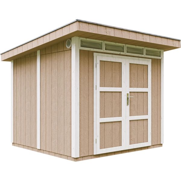 Capanno Da Giardino Di 5,9M² Con Pavimento E Piastrelle Bituminose - Capanno Da Giardino L279Xl293Xh239 Cm - Capanno Da Giardino Timbela M903A - Terra Brown-image