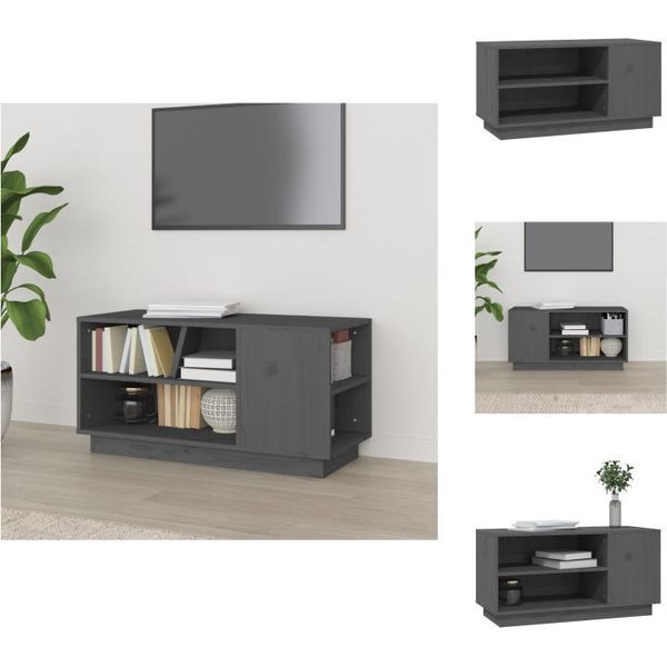 Vidaxl Mobile Tv Grigio 80X35X40,5 Cm In Legno Di Pino Massiccio - Mobili Tv-image