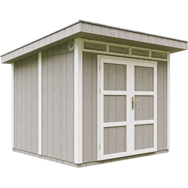 Capanno Da Giardino Di 5,9M² Con Pavimento E Piastrelle Bituminose - Capanno Da Giardino L279Xl293Xh239 Cm - Capanno Da Giardino Timbela M903A - Grigio Tundra-image