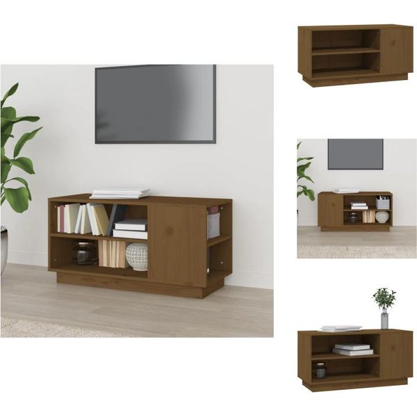Vidaxl Mobile Tv Marrone Miele 80X35X40,5 Cm In Legno Di Pino Massiccio - Mobili Tv-image