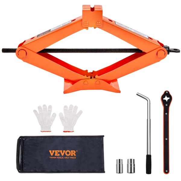 Cric A Forbice Vevor Cric A Forbice Manuale Per Auto 2,5 T, Cric Con Avvitatore A Impulsi, Cassetta Degli Attrezzi, Manovella, Portata 95-435 Mm Cric Per Auto, Suv, Berline Ecc.-image