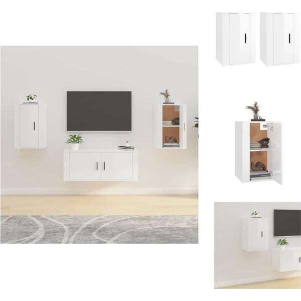 Vidaxl Mobili Tv A Parete 2 Pz. Bianco Lucido 40X34,5X60 Cm - Mobili Tv-image