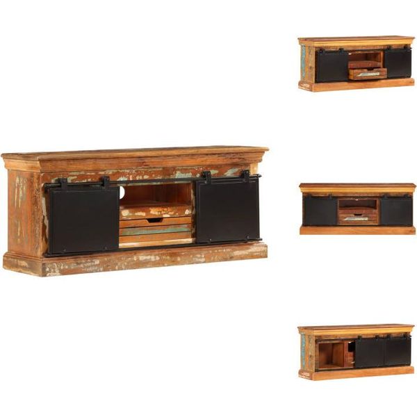 Mobile Tv Vidaxl 110X30X45 Cm In Legno Massiccio Antico - Mobili Tv-image