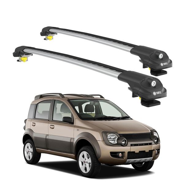 Turtle Portapacchi AIR-1 Fiat Panda 169 2003 - 2011 Barre Rialzate , Argento-image