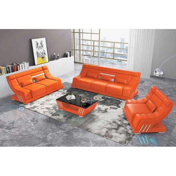 Set Di Divani In Ecopelle Arancione 321 Jvmoebel-image