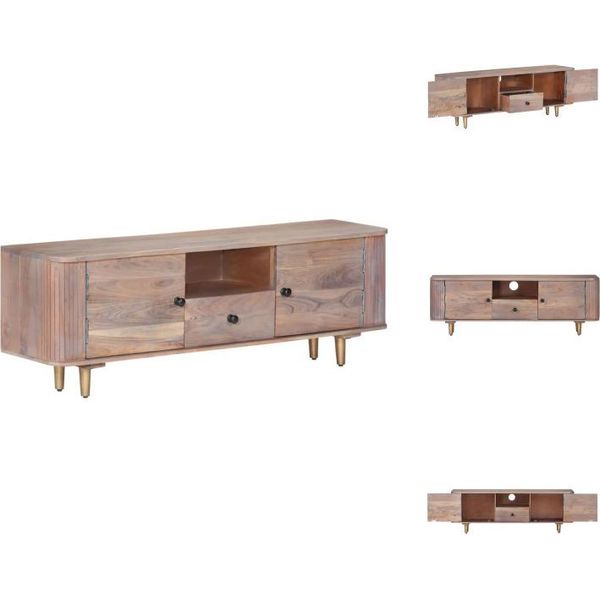 Mobile Tv Vidaxl 118X30X40 Cm In Legno Massiccio Di Acacia - Mobili Tv-image