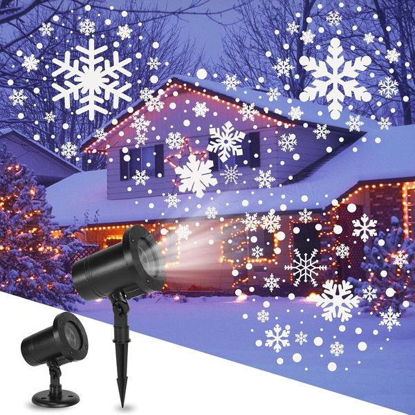Led Fiocco Di Neve Proiettore Lampada Cascata Di Neve, Impermeabile IP65 Per Interni Ed Esterni Decorazione Natale Festa Matrimonio, Fiocco Di Neve Bianco-image