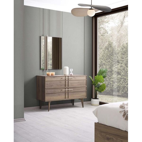Cassettiera Con Specchio Camera Da Letto Console Legno Marrone Set 2Pz Moderno Jvmoebel-image