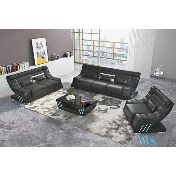 Set Di Divani Divano Nero In Ecopelle 321 Jvmoebel-image