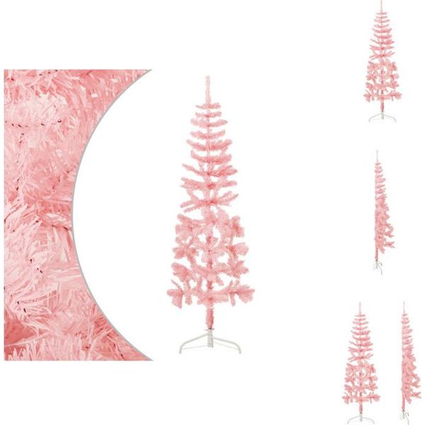 Vidaxl Mezzo Albero Di Natale Artificiale Con Supporto Slim Pink 150 Cm - Alberi Di Natale-image