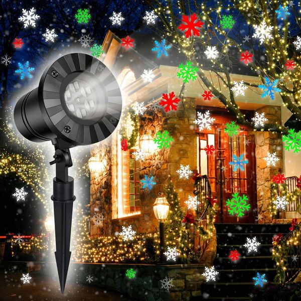 Topchances Led Fiocco Di Neve Proiettore Laser Luce Di Natale All'aperto Xmas Lampada Di Proiezione-image