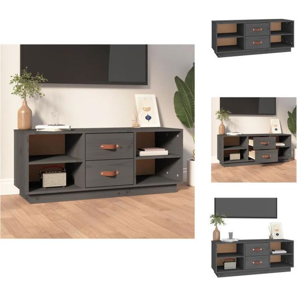 Vidaxl Mobile Tv Grigio 100X34X40 Cm In Legno Di Pino Massiccio - Mobili Tv-image