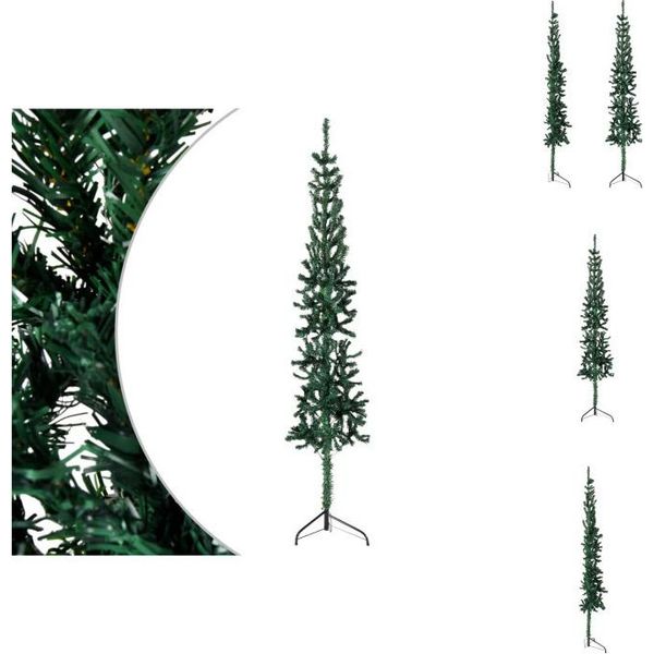 Vidaxl Mezzo Albero Di Natale Artificiale Con Supporto Verde Slim 180 Cm - Alberi Di Natale-image