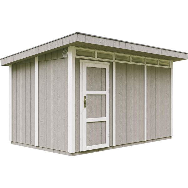 Capanno Da Giardino Di 8,7M² Con Pavimento E Piastrelle Bituminose - Capanno Da Giardino L412Xl279Xh239 Cm - Capanno Da Giardino Timbela M904 - Grigio Tundra-image