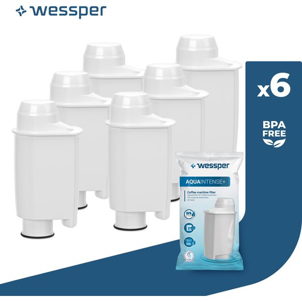 Wessper Aquaintense+ Set Di 6 Filtri Per L'acqua – Filtri Di Ricambio, Compatibili Con Macchine Da Caffè Espresso Automatiche Saeco / Philips-image