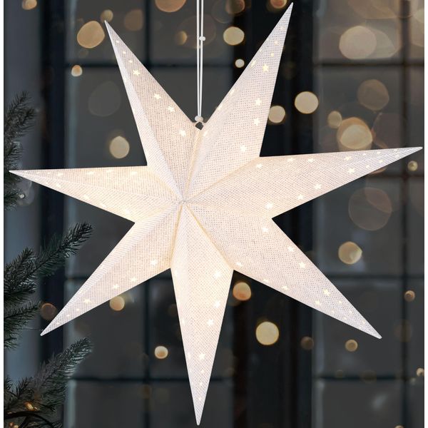 Brubaker Stella Di Natale Appesa A Led - Stella Di Carta Da 60 Cm - Stella Dell'avvento 3D - Funzionamento A Batteria, Bianco-image