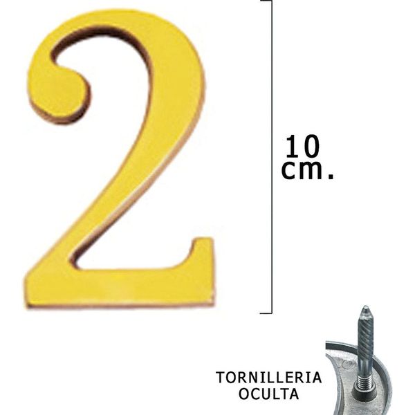 Numero "2"" Wolfpack In Ottone 10 Cm + Viti, Blister Con 1 Pezzo"-image
