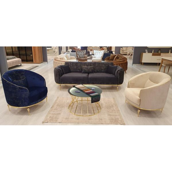 Gruppo Set Divano 3 1 1 Posti 3 Pezzi Mobili Divani Poltrone Lusso-image