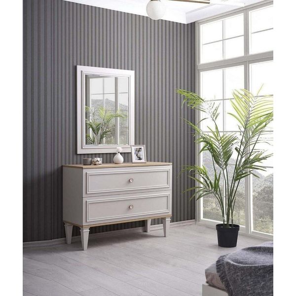 Cassettiera Con Specchio Camera Da Letto Console Legno Grigio Set 2Pz Jvmoebel-image