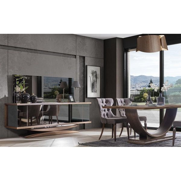 Set Sala Da Pranzo 6X Sedie Tavolo Da Pranzo Credenza Specchio Jvmoebel-image