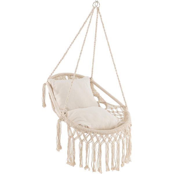Sedia Sospesa Costway Con 2 Cuscini, Altalena Sospesa Fino A 150 Kg, Sedile Sospeso Beige-image
