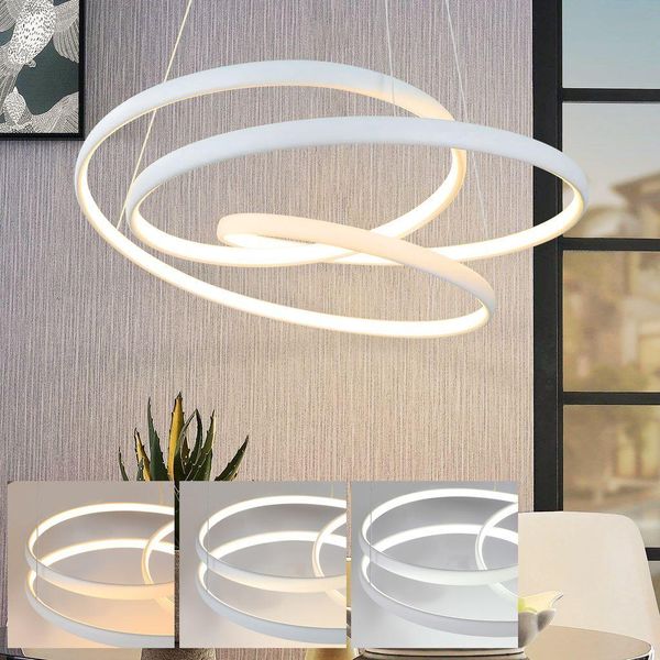 Zmh Led Luce A Sospensione Sala Da Pranzo Bianco Dimmerabile Con Telecomando Lampada A Sospensione 55W Luce A Sospensione Moderna Lampada A Sospensione Per Tavolo Da Pranzo Soggiorno Camera Da Letto-image