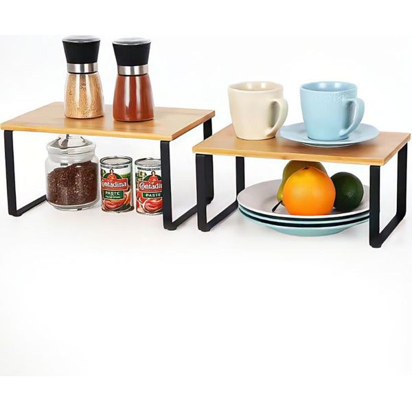 Sensahome - Organizzatore Da Cucina - Organizzatore Da Scrivania/Piano Di Lavoro - Mensola Da Cucina/Portaspezie/Organizzatore Da Bagno - Set Di 2 - Nero-image
