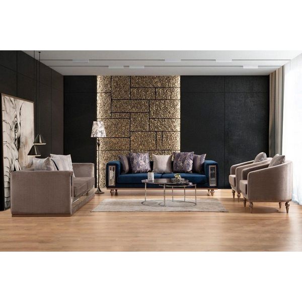 Set Di Divani In Tessuto Vellutato Set Di Divani Imbottiti Mobili 4 Pezzi Jvmoebel-image