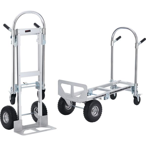 Vevor Carrello Porta Sacchi 2 In 1 Pieghevole Capacità Di Carico 318/454 Kg Carrello Da Trasporto Carrello Porta Sacchi In Lega Di Alluminio E Acciaio Al Carbonio ⇋ Carrello A Pianale Carrello Per Operazioni Di Carico E Trasporto In Ambienti Interni Ed Esterni-image