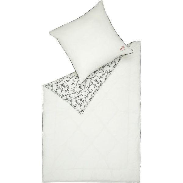 Loeschen Esprit Set Di Biancheria Da Letto Heritage Logo Colore Bianco-Nero Dimensioni 155X220+80X80-image