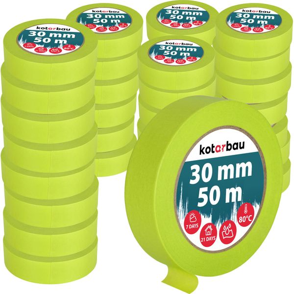 Kotarbau® Set Di 48 Nastri Per Mascheratura Al Neon Nastro Per Mascheratura Da 50 M Nastro Per Mascheratura Da 30 Mm Nastro Per Pittori Accessori Per Pittori Carta Crespa Verde Fluorescente Articoli Per La Pittura-image