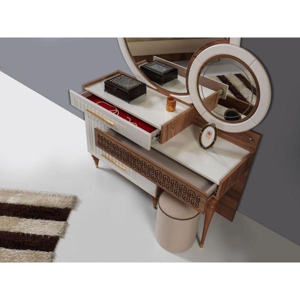 Set Camera Da Letto Con Cassettiera E Specchio Set Tavolo Da Toeletta In Legno Jvmoebel-image