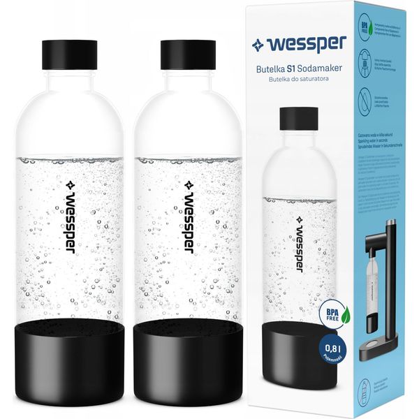 2X Wessper S1 Sodamaker 0,8L Bottiglia Di Saturazione | Bottiglia Di Acqua/Succo Senza Bpa | Bottiglia Per Acqua Gassata In Saturazione-image