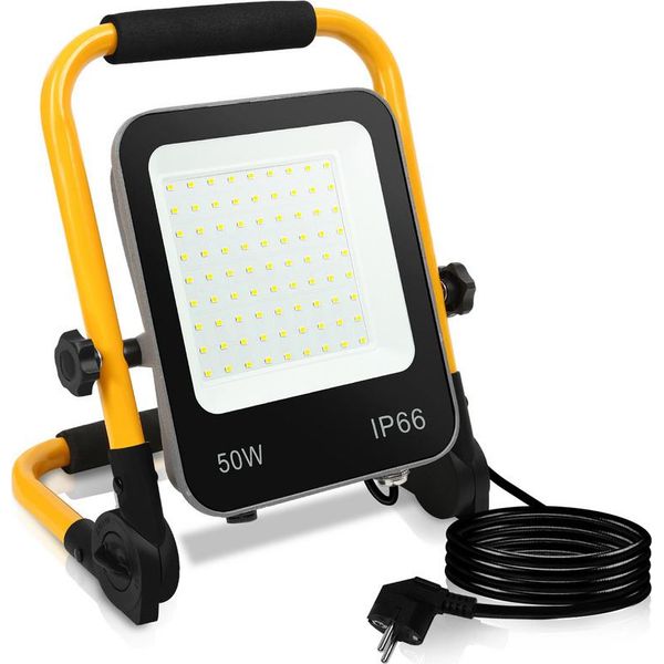 Clanmacy Faretto Da Costruzione A Led 50W 4000LM Luce Da Lavoro Bianco Freddo Proiettore A Led Proiettore Con Treppiede-image
