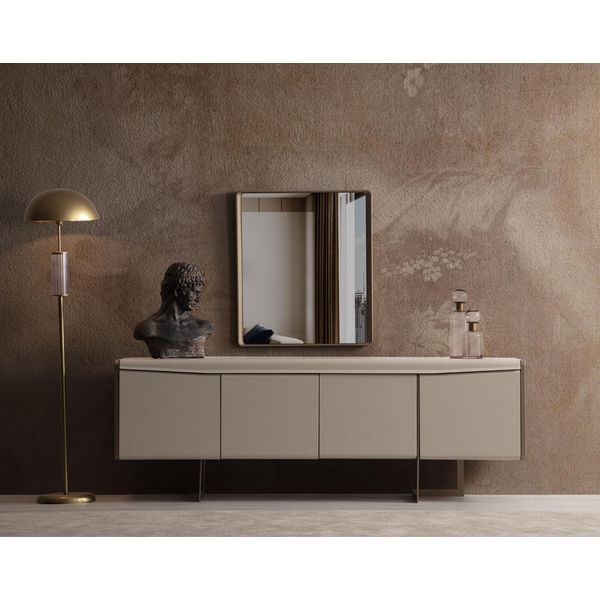 Set Da Pranzo Credenza + 1X Specchio Specchio Beige Elegante Jvmoebel-image