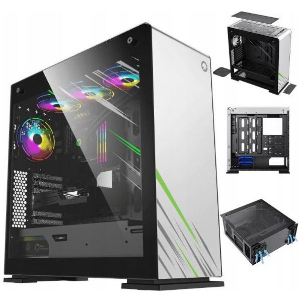 Case Per Pc Coil, Vega Pro, Mid-Tower Atx, Vetro Temperato, Argb 12Cm O 14Cm, Bianco-image
