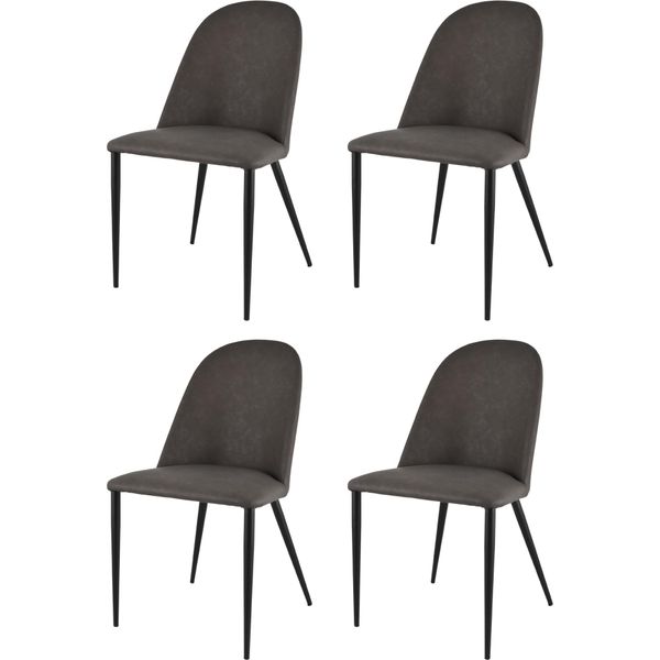 Set Di 4 Sedie Imbottite Jennifer Di Tommychairs, Con Rivestimento In Ecopelle Color Ippopotamo E Gambe In Ferro Nero Opaco-image