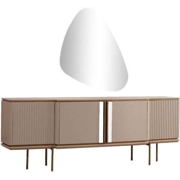 Set Sala Da Pranzo Credenza Sala Da Pranzo Beige Specchio Di Lusso Jvmoebel-image