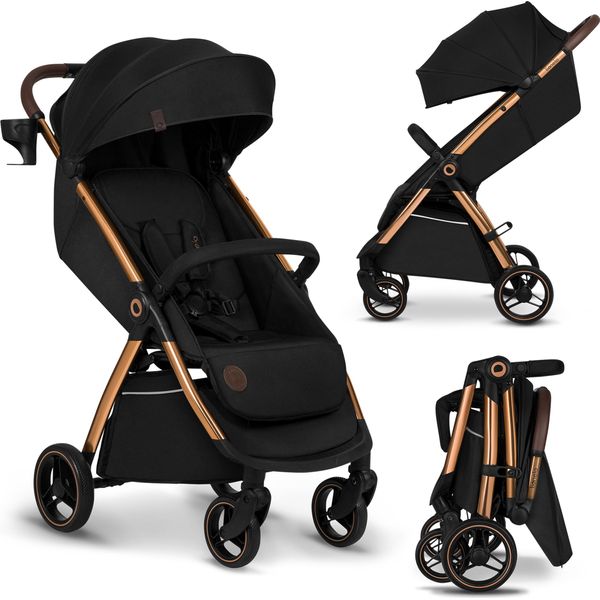Passeggino Lionelo Ingrid Fino A 22 Kg Da 6 Mesi A 4 Anni Grandi Ruote Girevoli A 360° - Nero-image