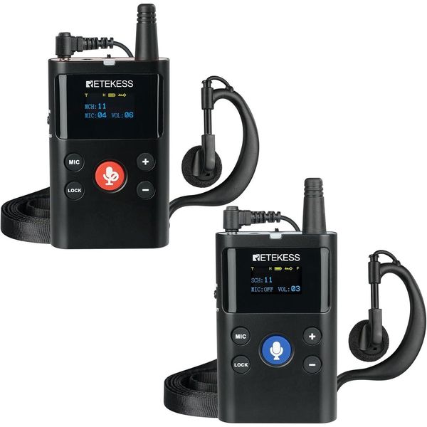 Retekess TT126 Sistema Di Guida Audio Bidirezionale, Sistema Di Guida Audio Full Duplex Da 280 M, Sistema Di Comunicazione Wireless Per L'allenamento Equestre-image