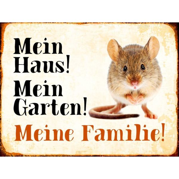 Vianmo Insegna In Legno 30X40 Cm Tiere Maus Mein Haus Garten Familie-image