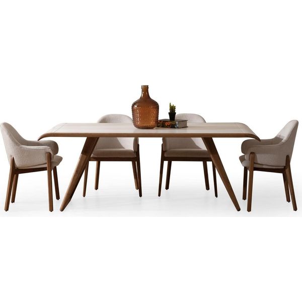 Set Da Pranzo Esclusivo Marrone Tavolo Da Pranzo 6X Sedie Sedie Imbottite 7Pz-image