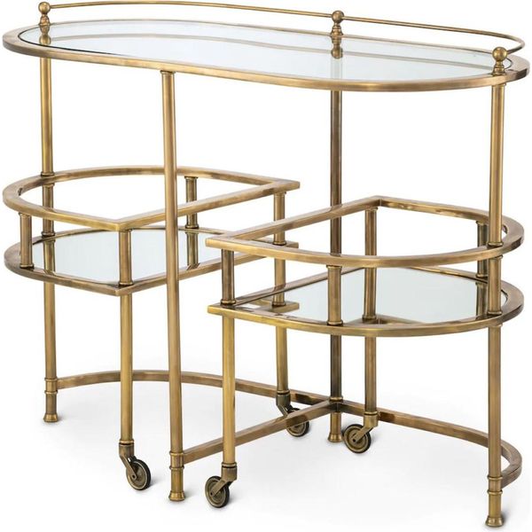 Casa Padrino Carrello Di Servizio In Ottone Vintage 105 X 50 X H. 82 Cm - Carrello Per Ristorazione Hotel - Accessori Per Ristorazione Hotel - Mobili-image