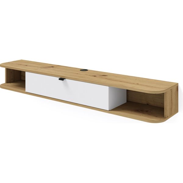 Mobile Tv Icarus 156 Cm Rovere Artigianale / Bianco Opaco - Mobile Tv A Parete - Pensile - Lavagna Moderna Per Soggiorno-image