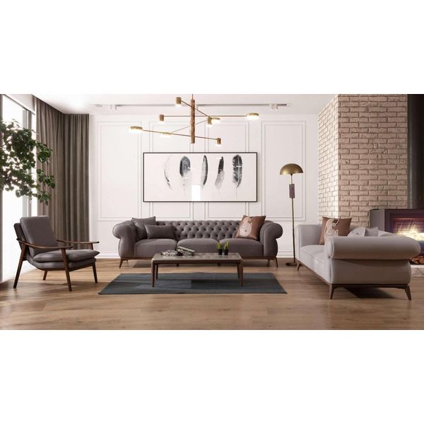 Set Di Divani Grigi Per Il Soggiorno, Lusso 4 Posti, Design 3 Posti, Poltrona Elegante-image