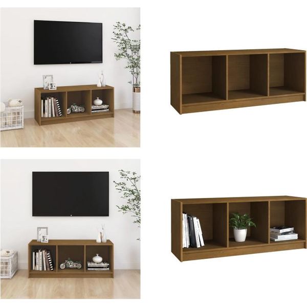Vidaxl Mobile Tv Marrone Miele 104X33X41 Cm In Legno Di Pino Massiccio - Mobile Tv - Mobili Tv - Mobili Tv - Mobili Tv-image