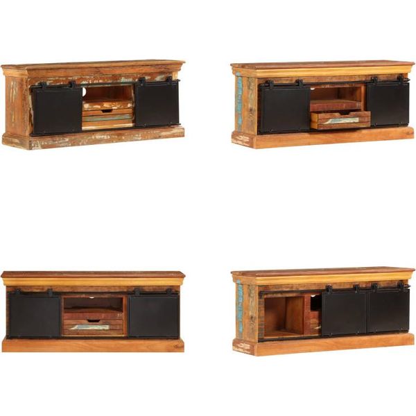 Vidaxl Mobile Tv 110X30X45 Cm In Legno Massiccio Antico - Mobile Tv - Mobili Tv - Mobili Tv - Mobili Tv-image