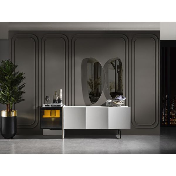 Gruppo Credenza Specchio Cassettiera Legno Sala Da Pranzo Moderna Design Bianco Nuovo Jvmoebel-image