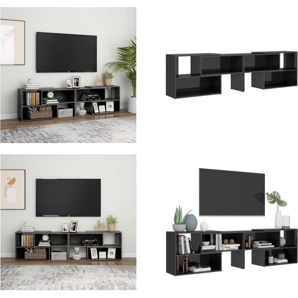 Mobile Tv Vidaxl Grigio Lucido 149X30X52 Cm Materiale A Base Di Legno - Mobile Tv - Mobili Tv - Mobili Tv - Mobili Tv-image