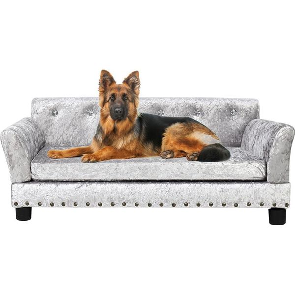 Wisfor Divano Per Animali Domestici Con Schienale, Divano Per Cani Con Struttura In Legno, Materassino Per Cani, L: 95 X 70 X 40 Cm-image